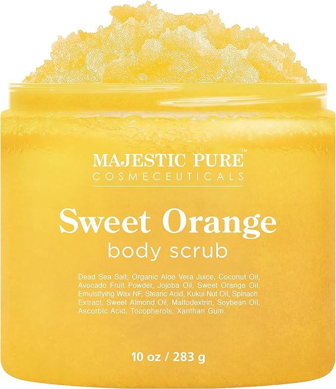 majestic pure sweet orange body scrub exfoliates  majestic b07n2gxfvk