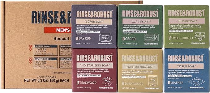 rinse and robust mens bar soap pack of 6  rinse & robust ?b0bq36bc74