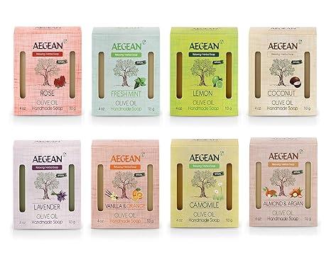 aegean 100 natural bar soap w/organic ingredients  aegean b07mj51b63