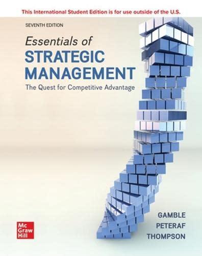 essentials of strategic management 7th international edition john e. gamble 978-1260575668