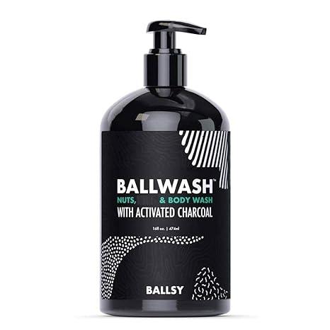 ballwash charcoal body wash for men 16 oz with pump  ballwash b07v27bx6r