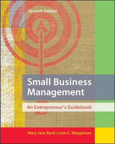 small business management  an entrepreneur's guidebook 7th edition mary jane byrd , leon megginson