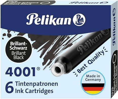 pelikan 4001 tp/6 ink cartridges for fountain pens, brilliant black  pelikan b000fknos0
