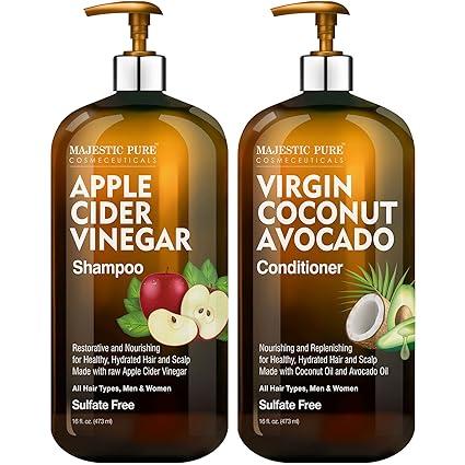 majestic pure apple cider vinegar shampoo and avocado coconut conditioner set  majestic pure b07xsn63kl