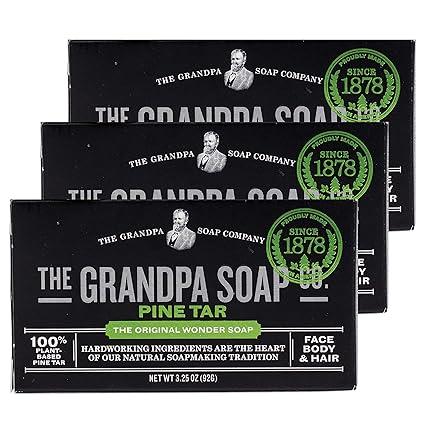 the grandpa soap company pine tar bar soap cleanser deodorizer and moisturizer  the grandpa soap company