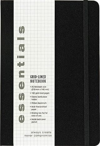 Peter Pauper Press Essentials Grid-lined Notebook Large A5 Size