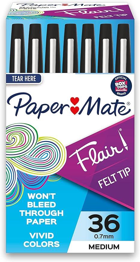 paper mate flair felt tip pens medium point 0.7mm black 36 count  paper mate b00t3bnpv8