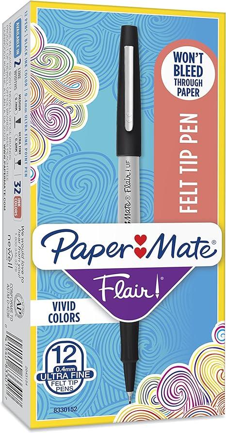 paper mate flair felt tip pens ultra fine point 0.4mm black  paper mate b0013cgfzs