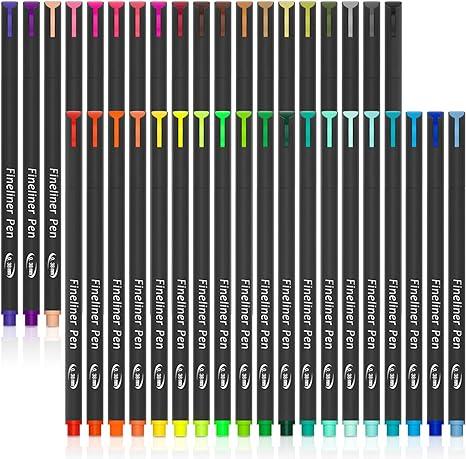 Smart Color Art Colored Pens 38 Fineliner Porous Fine Point Pens With 2 Stencils