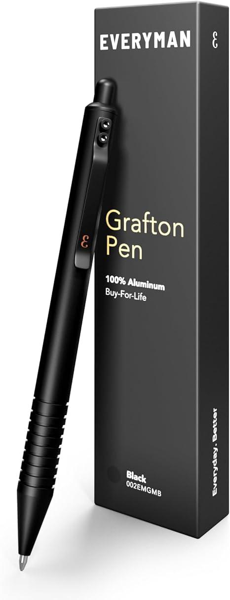 everyman black grafton pen edc pen with premium gel ink  everyman b07pxw4dnr