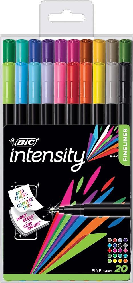 bic intensity porous point pen stick fine 0.4mm assorted colors 20 pack  bic b0793h1vfq