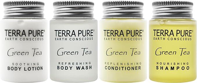 terra pure green tea toiletries set 1.0 oz shampoo and conditioner  terra pure ?b082fq6nkm