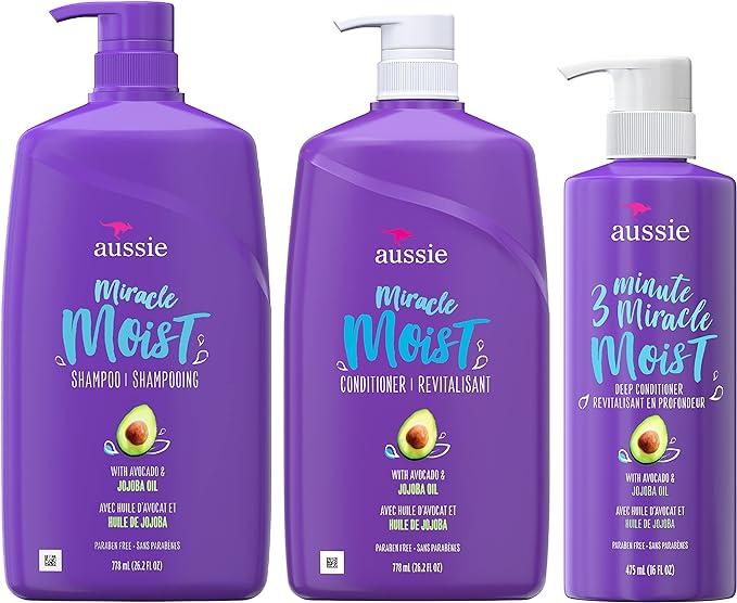 aussie miracle moist shampoo and 3 minute miracle deep conditioner hair treatment  aussie ?b0857ltyz2