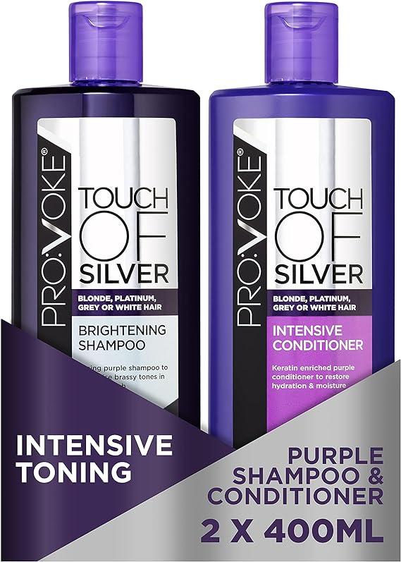 provoke touch of silver brightening purple shampoo and intensive conditioner 400ml  provoke b07xq6lkrx