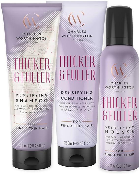 charles worthington thicker and fuller regime bundle shampoo conditioner and thickening mousse  charles