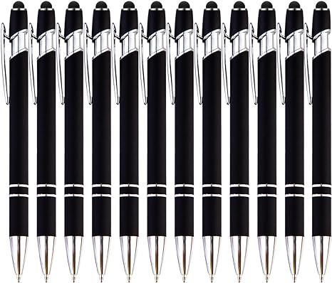 pasisibick 12 pieces black ballpoint pen with stylus tip  pasisibick b09yv637qq