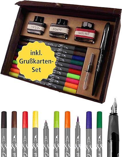 online calligraphy master set all-in-one fountain pen with 3 ink bottles and 10 brush pens  online b00uw8ezwy