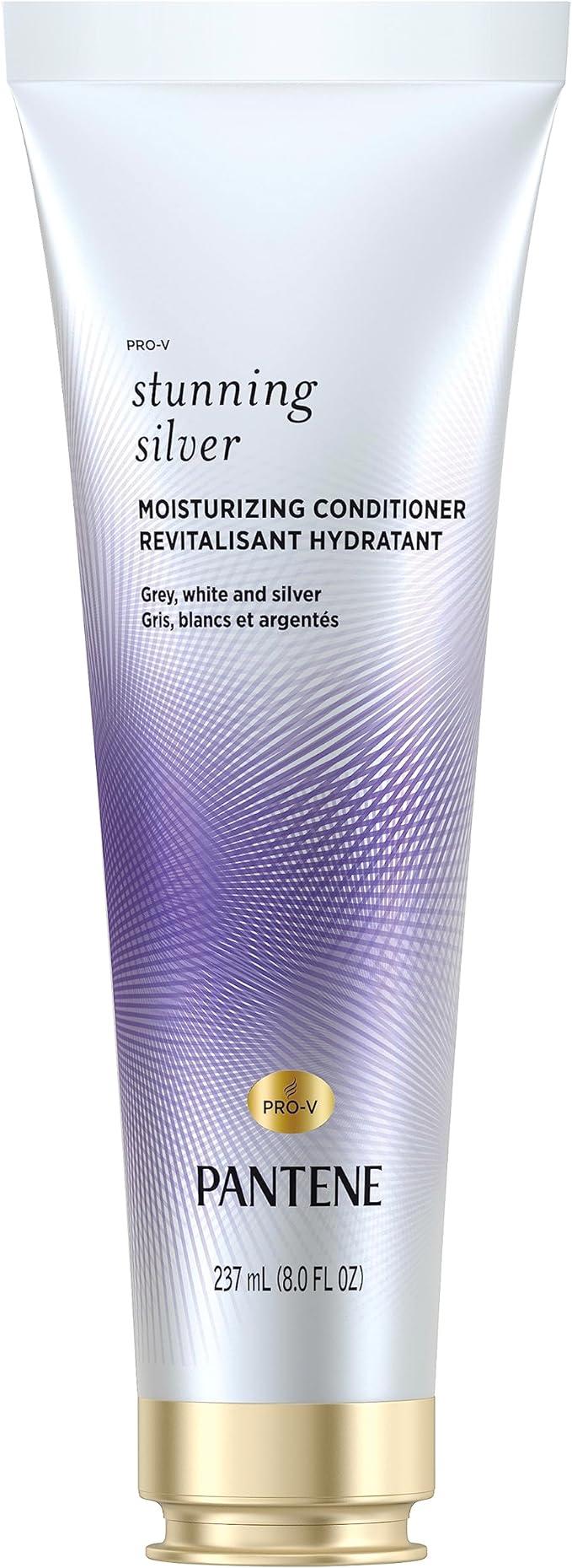 pantene stunning silver moisturizing conditioner for gray and silver dyed hair for women 237 ml  pantene