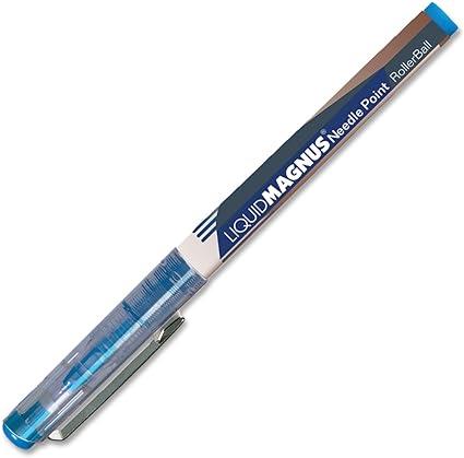 skilcraft liquid magnus needle pen 0.5mm micro point blue pack of 12 gray  skilcraft b0007kltks
