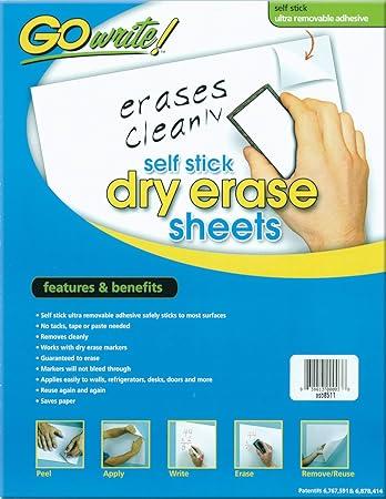 gowrite self-adhesive dry erase sheets white  gowrite b00377u1ma