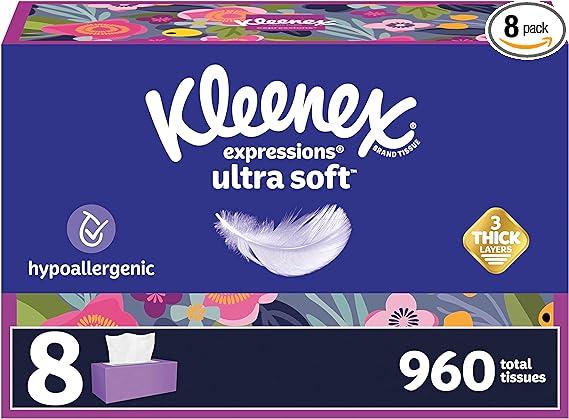 kleenex expressions ultra soft facial tissues 8 flat boxes  kleenex b09n9wgltc