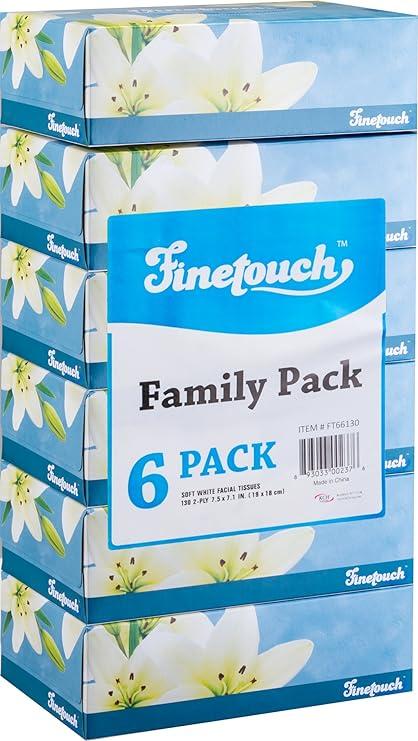 finetouch soft facial tissues 2 ply box of 130 pack of 6  finetouch b072ymg18r