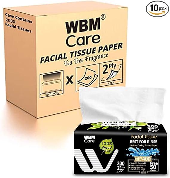 wbm care soft facial tissue with tea tree fragrance 200 sheets  wbm care b08p3x953d
