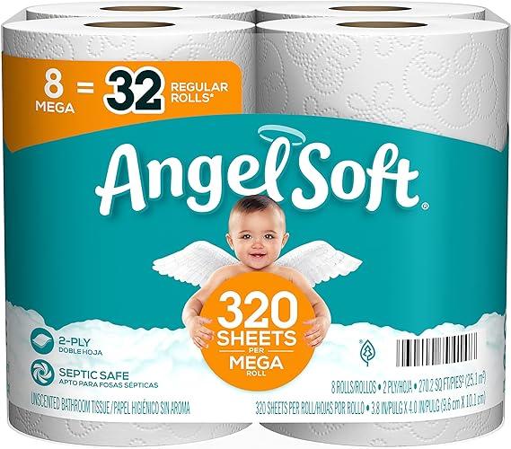 angel soft toilet paper 8 mega rolls  angel soft b09nw9jqnc