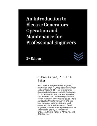 an introduction to electric generators operation and maintenance for professional engineers 2nd edition j.