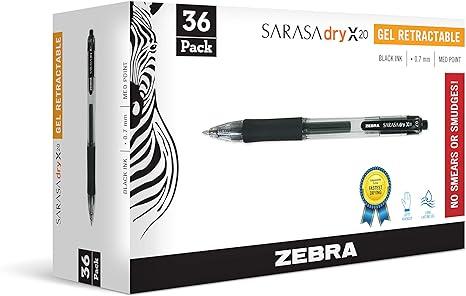 zebra pen sarasa dry x20 retractable gel pen 0.7mm black ink  zebra pen b017pfgcpo
