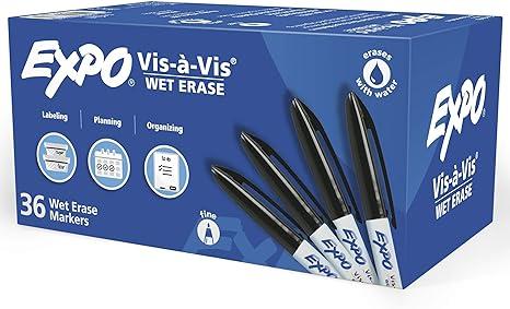 expo vis-a-vis wet erase markers fine point black 36 count  expo b08qsk13rf