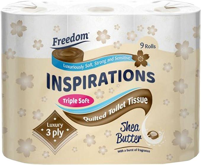 freedom 3 x 45 inspirations luxury 3ply quilted shea bulk toilet tissue paper rolls  freedom b07t14636r