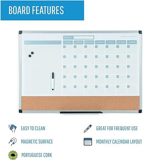 mastervision magnetic dry erase monthly calendar planner 18 x 24  mastervision b008bv6d74