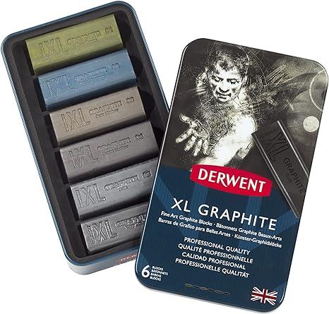 derwent xl graphite blocks metal tin 6 count  derwent b00bgcguuu