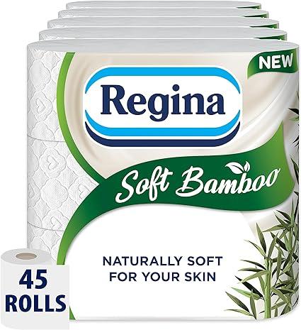 regina soft bamboo 45 rolls of toilet tissue  regina b0c94y6cyh