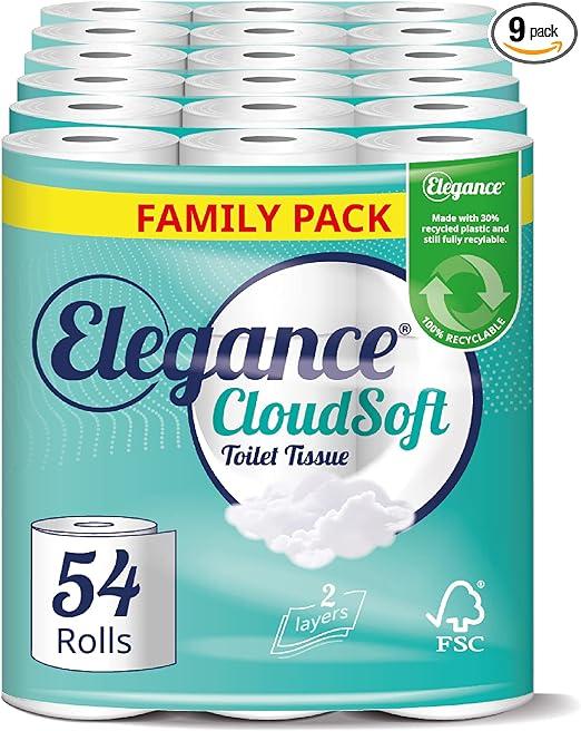 elegance cloud soft toilet roll 54 count  elegance b09hn223xv
