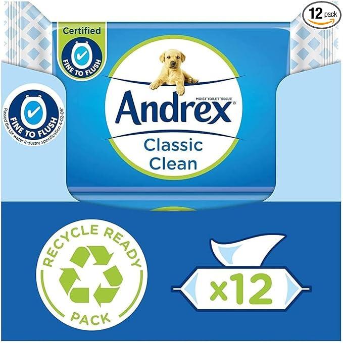andrex classic clean washlets flushable toilet tissue wet wipes  andrex b0b21ftlpf