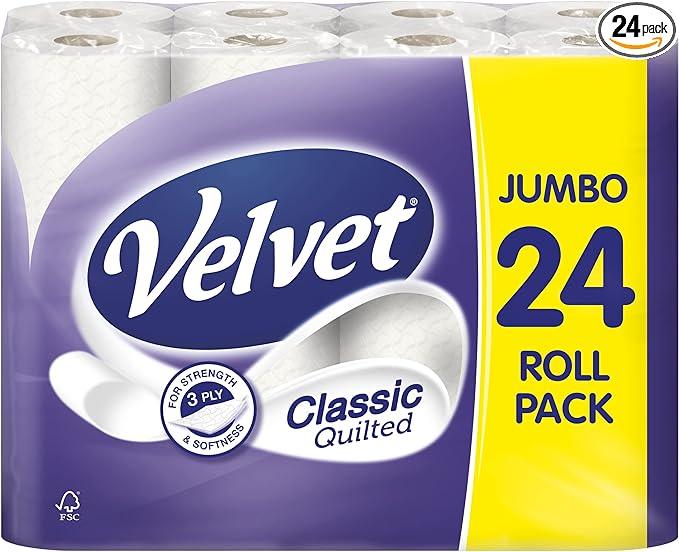 velvet classic quilted toilet paper bulk buy pack of 1 24 white  velvet b08hlgkp9j