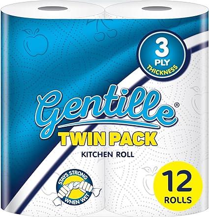 gentille twin kitchen roll thick strong absorbent paper 12 rolls  gentille b097j84x5x