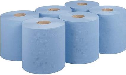 bargain factory blue centrefeed rolls 6 pack paper wall mounted lockable rolls  bargain factory b0b6gncphd