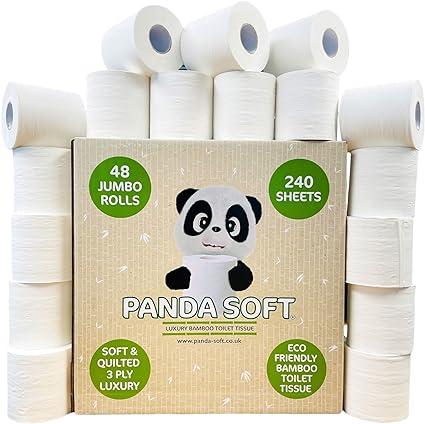 panda soft - 48 x 240 sheet bamboo toilet rolls  panda soft b08y4npjbl