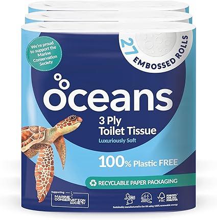 oceans toilet tissue 27 rolls 180x3ply  oceans b09kvj9xlq