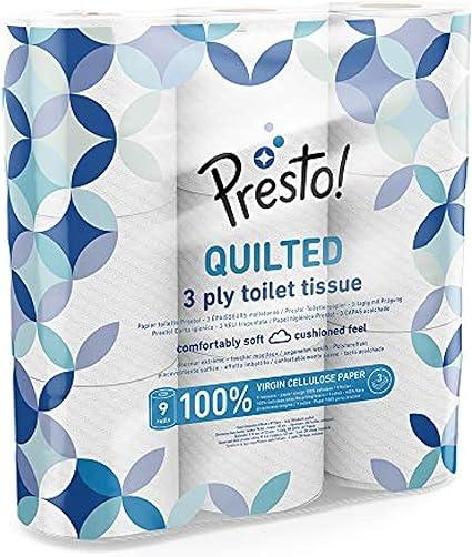 presto 3-ply quilted toilet tissues unscented 1800 count 200 sheets per roll  presto b08khbypjb
