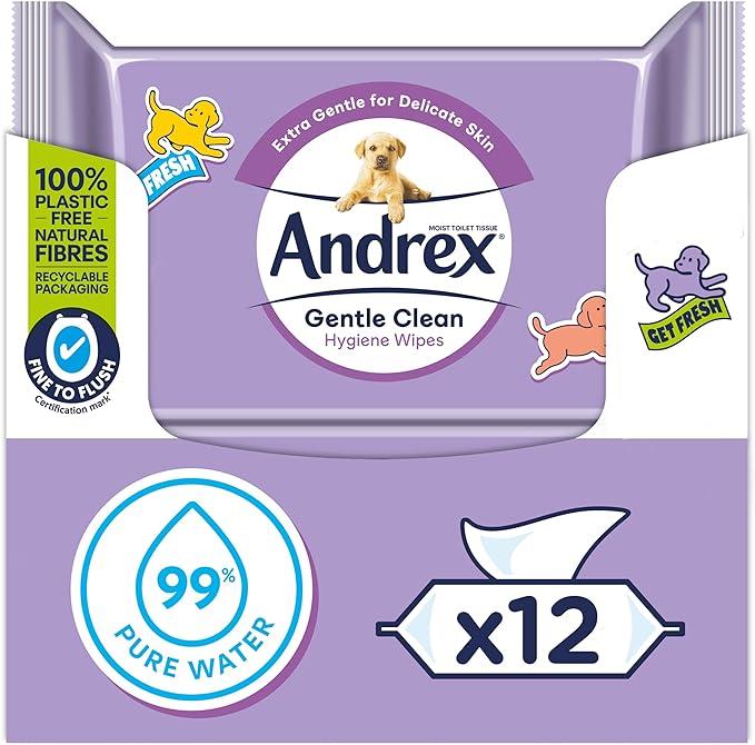 andrex gentle clean moist toilet tissue 12 packs x 36 sheets  andrex b0chbmpsg5