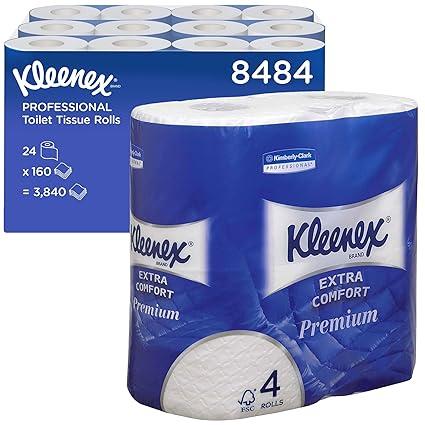 kleenex toilet roll 4 ply premium toilet paper - 24 rolls x 160 white  kleenex b00qx8ykcc