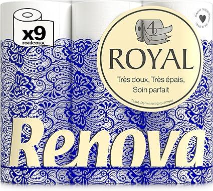 renova royal toilet paper 9 rolls white regular  renova b01lz2h4yi