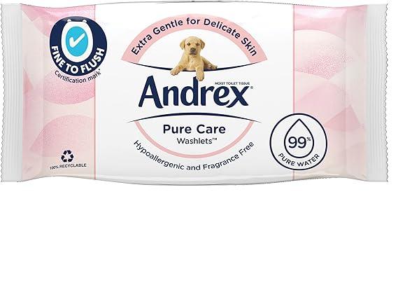 andrex pure care washlets moist toilet tissue pack of 36  andrex b09gw4wwb2