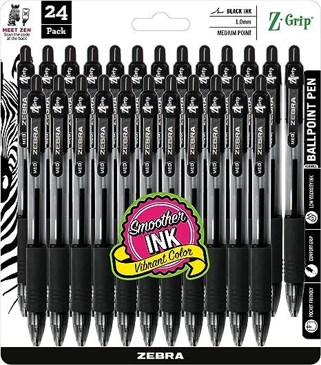 zebra retractable ballpoint pens 1.0 mm pack of 24  zebra b001bz6zn4