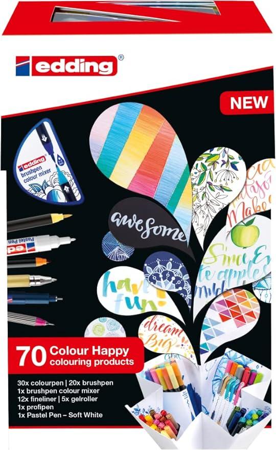 edding color happy big box set of 70 brush pens roller pastel pen fineliner  edding b0bl6y968l