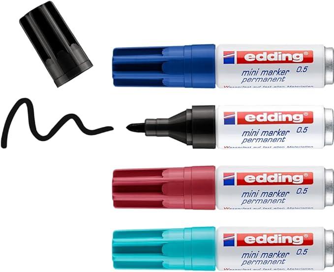 edding 0.5 mini permanent marker black blue turquoise red  edding b000ktb5nw